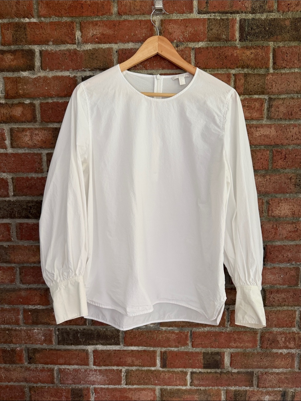 COS White Cotton Poplin Lantern Sleeve Blouse Top – Size 12